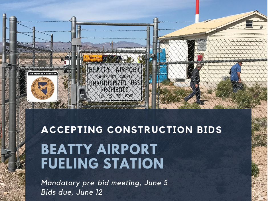 Accepting bids for Beatty Airport Fueling Station poster